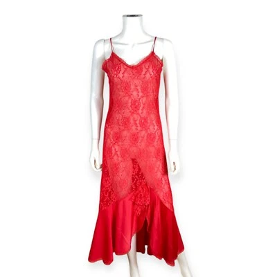 International Boutique Undercover Vtg Red Lace Nightgown Negligee Romantic S - Image 1 of 4