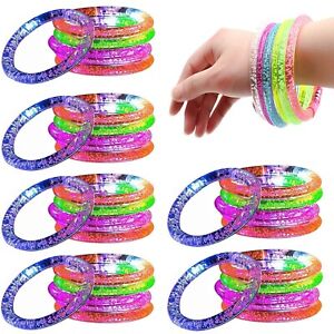 60 Pack Glow Bracelets 6 Color LED Bracelets Light Up Bracelets Glow in The D...