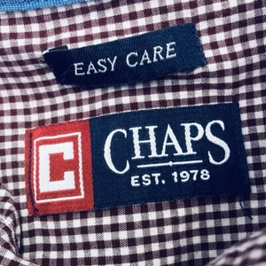 Chaps Easy Care Men's Maroon Gingham Plaid LS Shirt Sz XL Cotton Blend Easy Care - Picture 1 of 9