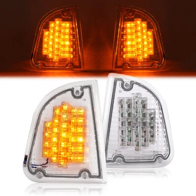Pair Clear LED Turn Signal Lights Fit For 86-08 KW Kenworth K300 T300 T330 T600 - Image 1 of 4