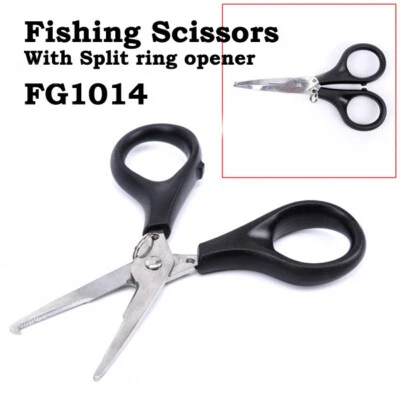 Edelstahl Schere zum Angeln mit Geteiltem Ringöffner, Hakenentferner, 11cm - Bild 1 von 4