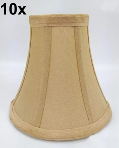 Lot of 10 Mini Bell Lamp Shade 6" light tan Fabric Chandelier Shade Lite Source - Picture 1 of 5