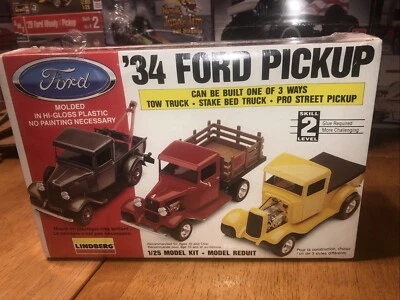 Lindberg 34 Ford Pickup Truck 3n1 Model Kit Street Stake Tow 1:25 Factory SEALED - Image 1 of 4