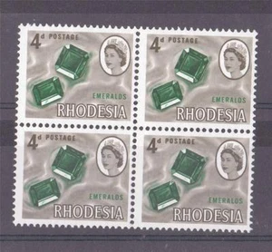 RHODESIA, QE11, 1966 HARRISON DEFINS, 4p ESMERALDAS SG 377, FINEMNH, BLOQUE 4 - Imagen 1 de 1