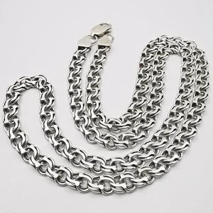 Collar de cadena de plata de ley 925 inusual vintage, joyería fina firmada - Imagen 1 de 7