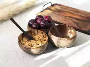 Natural Coconut Bowl Spoon Set Creative Coconut Shell Fruit Salad Bowl Kitchen - Picture 1 of 4