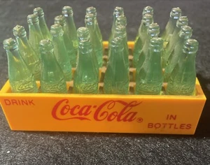 Enjoy Coca-Cola Yellow Plastic Case 3.5 x 2.25 inches 24 Green Plastic Bottles - Picture 1 of 6