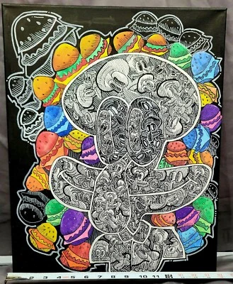 Original personalizado firmado acrílico sobre lienzo Bob Esponja temática por el artista Dylan Ellis Foto 1 de 3