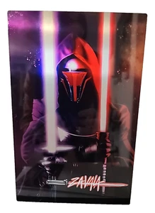 Star Wars Darth REVAN METAL Kunstdruck signiert Zavala mit Lichtschwert Bemerkung! NM - Bild 1 von 10