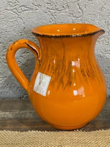 Small Pitcher or Vase Bright Orange Hand Made Italy - Picture 1 of 8