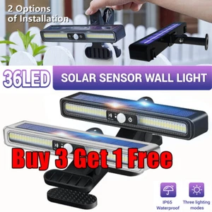 Solar Lights Outdoor Waterproof Tree Clip 36 LED Motion Sensor Wall Fence Light - Picture 1 of 19