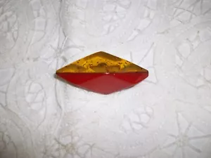 Vintage Unusual Pyramidal Shape Amber Confetti & Red Plastic Shank Button - Picture 1 of 6