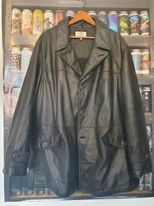 Armani Jeans Mens XL Leather Jacket Giorgio Armani Coat Vintage Rare Retro Black - Picture 1 of 16