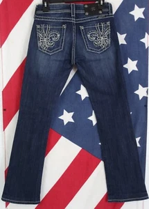 MISS ME Fleur-de-Lis Pocket Women's 27 (29 x 30) JP5181B4 Boot Cut Stretch Jeans - Picture 1 of 12