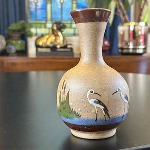 Jarrón de cerámica Tonala México de colección 5,5” firmado Pérez pájaros y colas de gato pintado a mano - Imagen 1 de 10