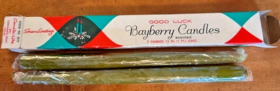 "Velas Bayberry de buena suerte Candle-Lite vintage 12"" conos envueltos en caja Ohio EE. UU." Foto 1 de 4