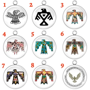 Thunderbird Native Art Glass Cabochon Charms – Tribal Spirit Jewelry Pendants - Picture 1 of 22