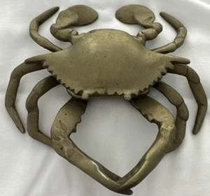 Vintage Crab Shaped Brass Trinket Stash Box w/ Hinged Lid - Picture 1 of 20