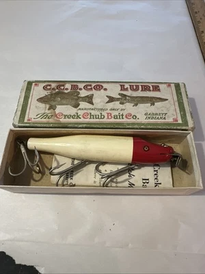 Creek Chub Wooden Lure Red Head Fishing Lure with Box No. 2302 And Papers - Image 1 of 4