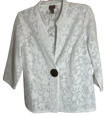 Chaqueta Chicos Blanca Floral Talla 0 Semi Transparente Encaje Manga 3/4 Fácil de usar Informal Foto 1 de 4