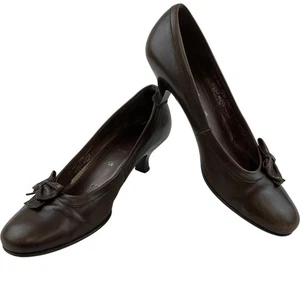 Gabor Fashion Leather Bow Brown Court Heels Size UK 5.5 - Picture 1 of 11
