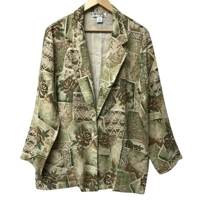 Blazer vintage Briggs New York para mujer 16 chaqueta marrón verde neutro Foto 1 de 4