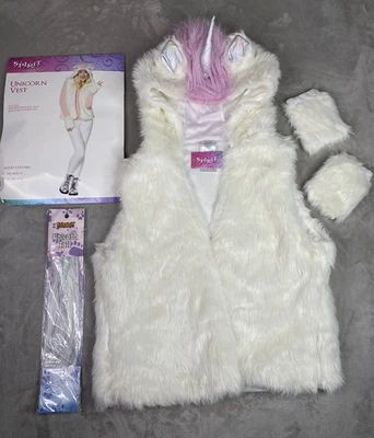 Spirit Halloween Unicorn Vest W/ Hooded Faux Fur Vest/Gloves/(+)Tail Adult LG/XL - Image 1 of 4