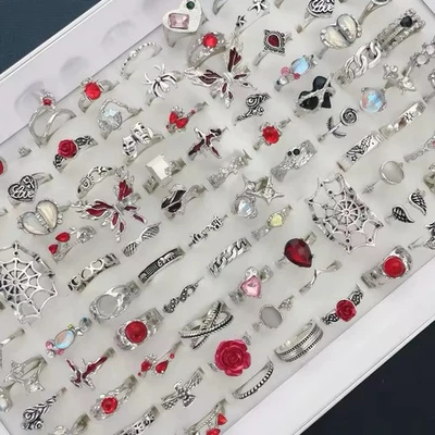 Lote de 20 anillos a granel para hombres y mujeres gótico grunge moda anillo al por mayor Foto 1 de 4