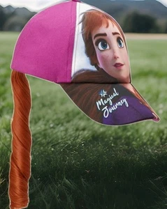 Disney Frozen Baseball Cap Attached Anna Red Ponytail Hat For Girls Kids - Picture 1 of 14