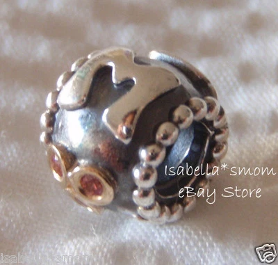 Neu Original Pandora Silber / 14K Gold/Lachs Zirkonia Mom Charm ~ Perle - Bild 1 von 2