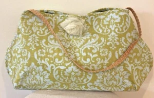 Hecho a mano "Docs Bag"/Cartera Bolso de Hombro Papel Pintado Estampado Azul Cielo/Verde Vegano - Imagen 1 de 9