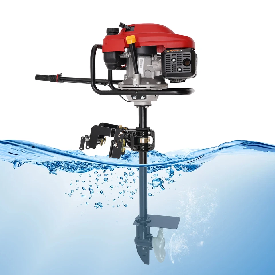 4 Stroke 6 HP 170cc Outboard Motor Fishing Boat Engine Air Cooling Heavy Duty - Image 1 of 4