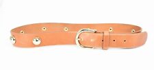SANDRO Belt Women's SMALL Leather Studded Gold Buckle Brown