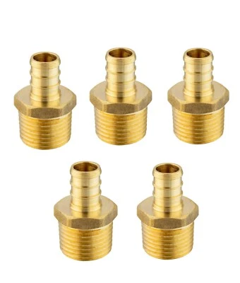 EFIELD  5 PCS EFIELD 1/2" PEX x 1/2" Male NPT Adapters Brass Crimp Fittings - Image 1 of 4
