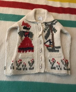 Vintage 60s 70s 80s Hand Made Cowichan Cardigan Size Small S Made Italy QUALITY - Picture 1 of 11
