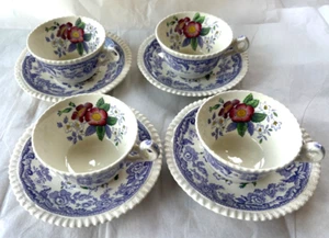 COPELAND SPODE MAYFLOWER SET OF 4 TEA CUPS & SAUCERS 1930s - Picture 1 of 6