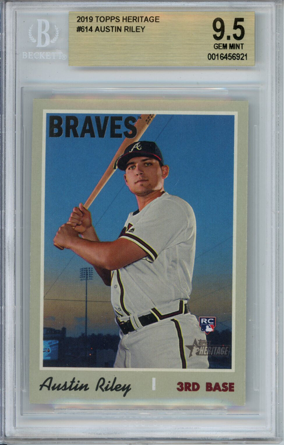 2019 Topps Heritage High Number Austin Riley Rookie Card #614 BGS 9.5 Gem Mt RC
