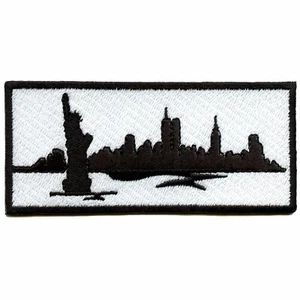 New York City Skyline and Statue Of Liberty Box Logo Iron On Patch - Picture 1 of 2