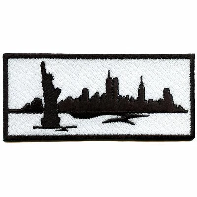 New York City Skyline and Statue Of Liberty Box Logo Iron On Patch - Image 1 of 2