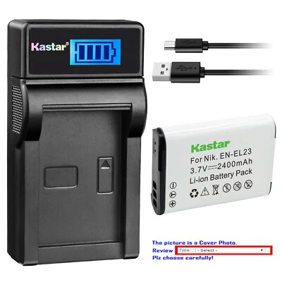Cargador LCD de batería Kastar para cámara Nikon EN-EL23 MH-67P y Nikon Coolpix P900s Foto 1 de 4