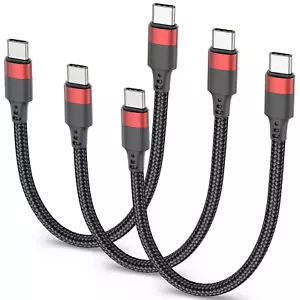 6 Zoll Kurzes USB C auf USB C Kabel, 0,5 Fuß 3er Pack Kurz USB C Ladekabel Geflecht - Bild 1 von 13