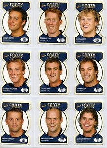 2005 AFL SELECT TRADITION CARDS - FOOTY FACES DIE CUT - 10 CARD SET (GEELONG)