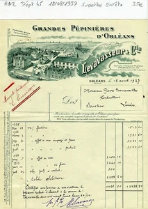 Dépt 45 - Orléans - Superbe Entête Grandes Pépinières d'Orléans du 18/08/1937 - Picture 1 of 1