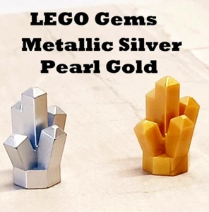 LEGO Metallic Silver Gem Pearl Gold Included Lot of 2 5pt Jewel Sculpture Gold - Picture 1 of 1