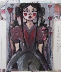 ACEO Original Art - Miniature Painting OOAK "Birthday Princess" Surreal Fantasy - Picture 1 of 4