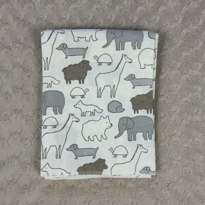 Carter's Animals Baby Blanket Brown White Gray Dog Turtle Sheep Lion Elephant - Image 1 of 4