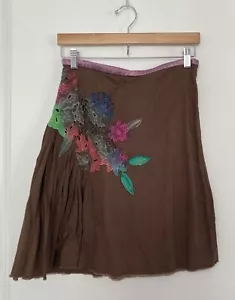Falda Vintage Free People Marrón Con Apliques Talla 2 Nueva - Imagen 1 de 4
