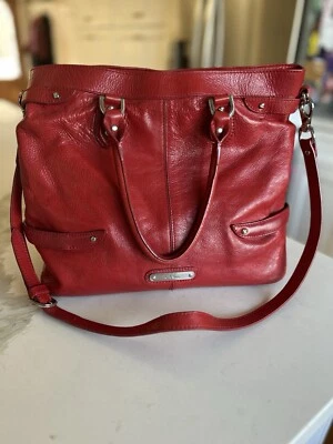 COLE HAHN HOBO TOTE SHOULDER BAG PURSE RED BUCKLE ACCENT STRAPS 12x13 - Image 1 of 4