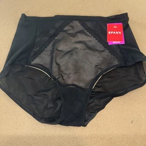 SPANX Women's Illusion Lace Sheer Shaping Brief Very Black/ Beige 40074R NEW - Picture 1 of 9