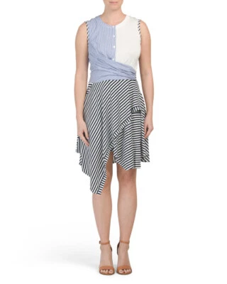 NUEVO VESTIDO ACAMPANADO CATHERINE MALANDRINO BLANCO AZUL TALLA M $118 Foto 1 de 2